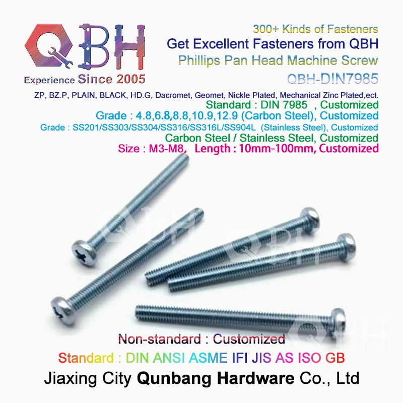 Qbh Customized Cross Phillips Pan Head Custom Made Machine Machinery Machining Screw OEM ODM Spare Repairing Replace Replacement Maintaining Components